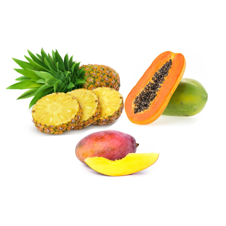 Pineapple, Mango, Papaya, mix fruits, fruits, frozen, tropical fruits