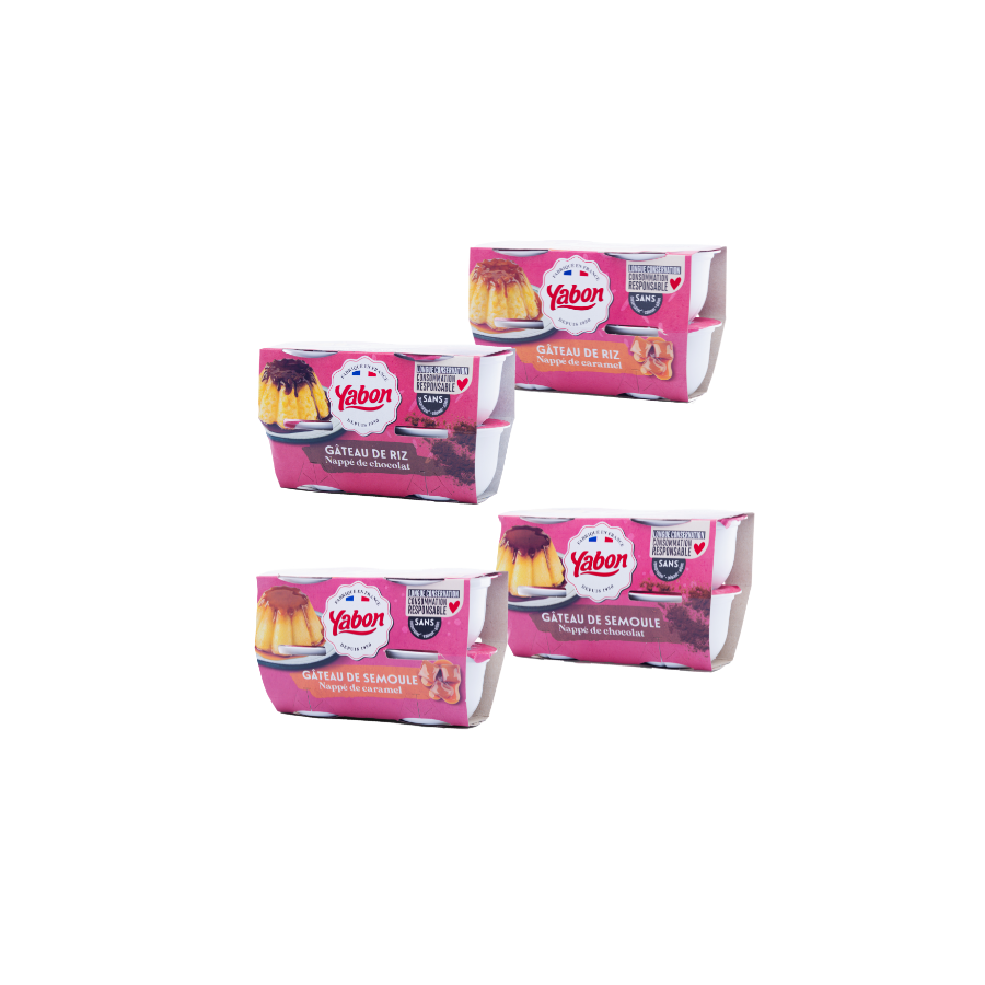 YABON Rice & semolina cakes 4x125g cups LACTINOV GROUPE LACT
