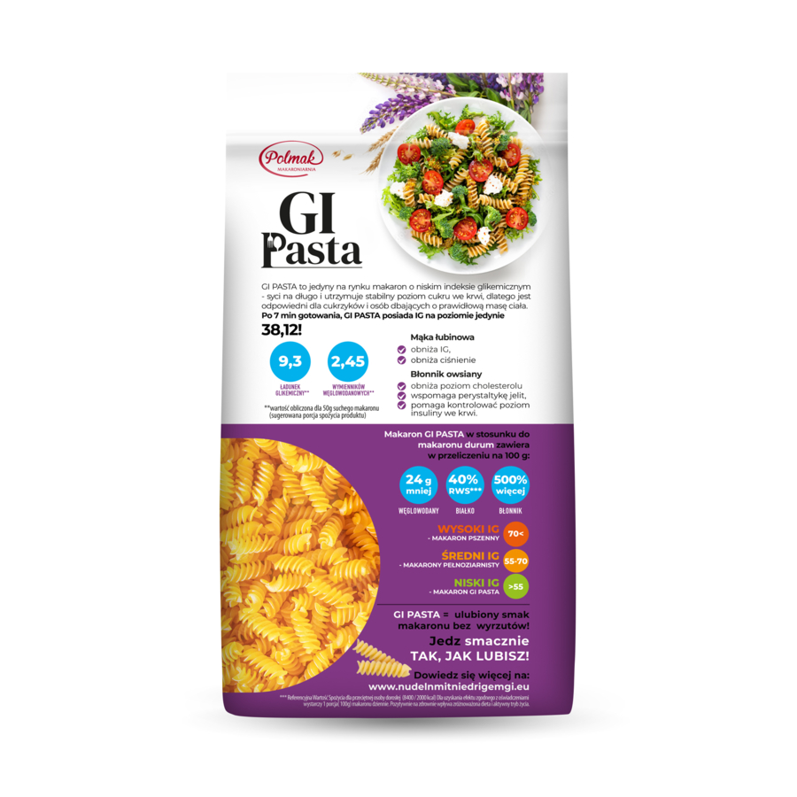 GI Pasta 38 FUSILLI 250g PASTA WITH LOW GI Wytwórnia Makaronu