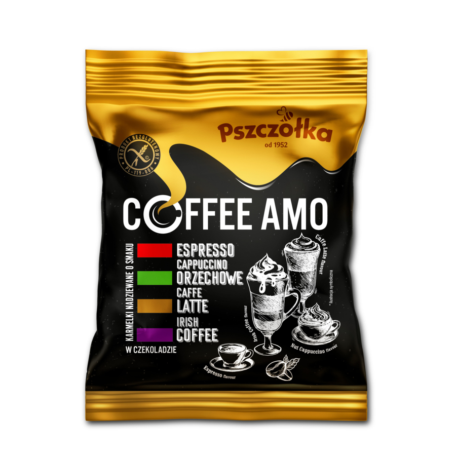 Coffee Amo 100g filled caramels in chocolate in 4 coffee flavours