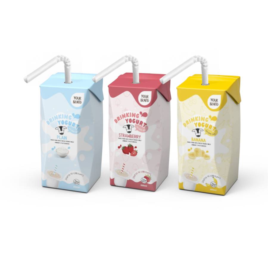 PRIVATE LABEL Ambient Drinking Yogurt (Plain, Strawberry, Banana