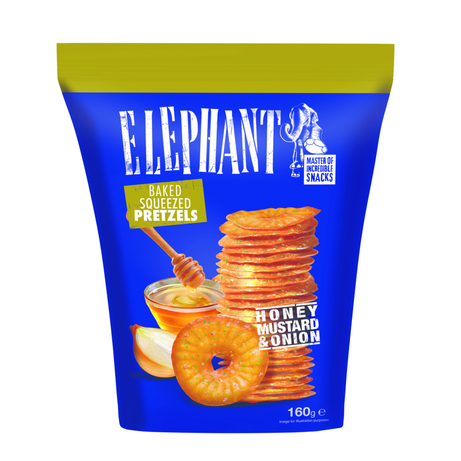 ELEPHANT Squeezed pretzels with honey, mustard and onion ALKA TRADING