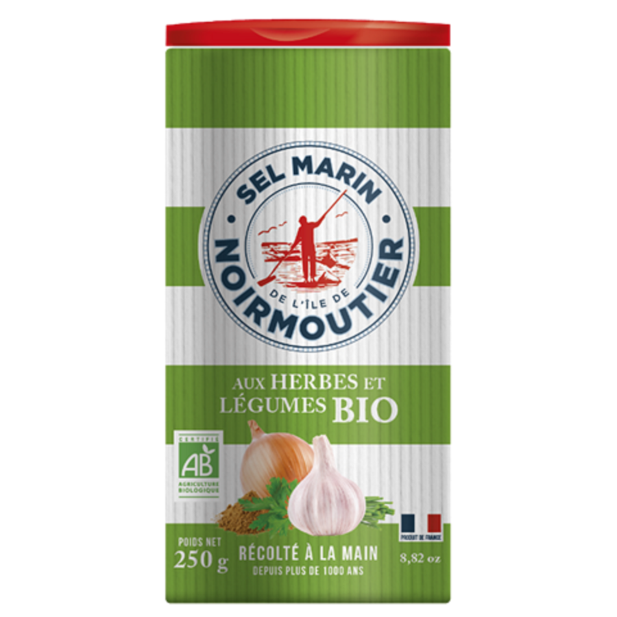 Salière sel fin aux herbes et légumes BIO 250g Coopérative de sel de