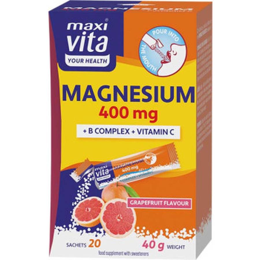 Maxi Vita Magnesium 400 mg + B complex + Vitamin C, 20 sachets VITAR