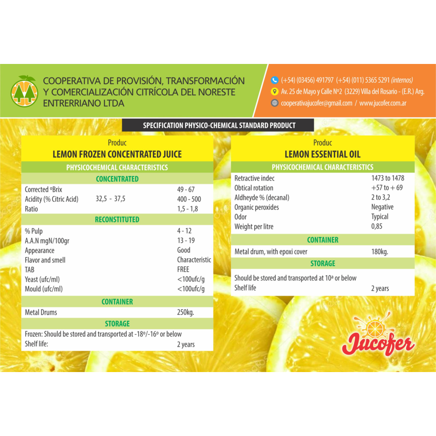 Frozen Concentrated Lemon Juice Jucofer Wholesale B2B The SHOwP